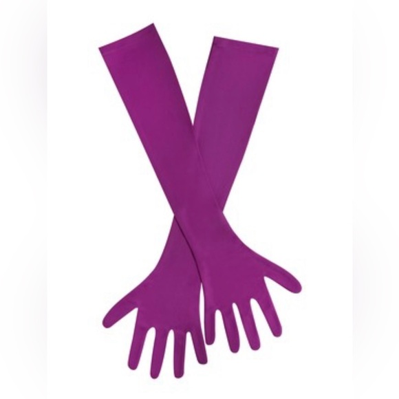 Adeline purple Midi Halter Neck Dress w/ Crystal & Ava Knit Opera-length Gloves - Picture 2 of 2